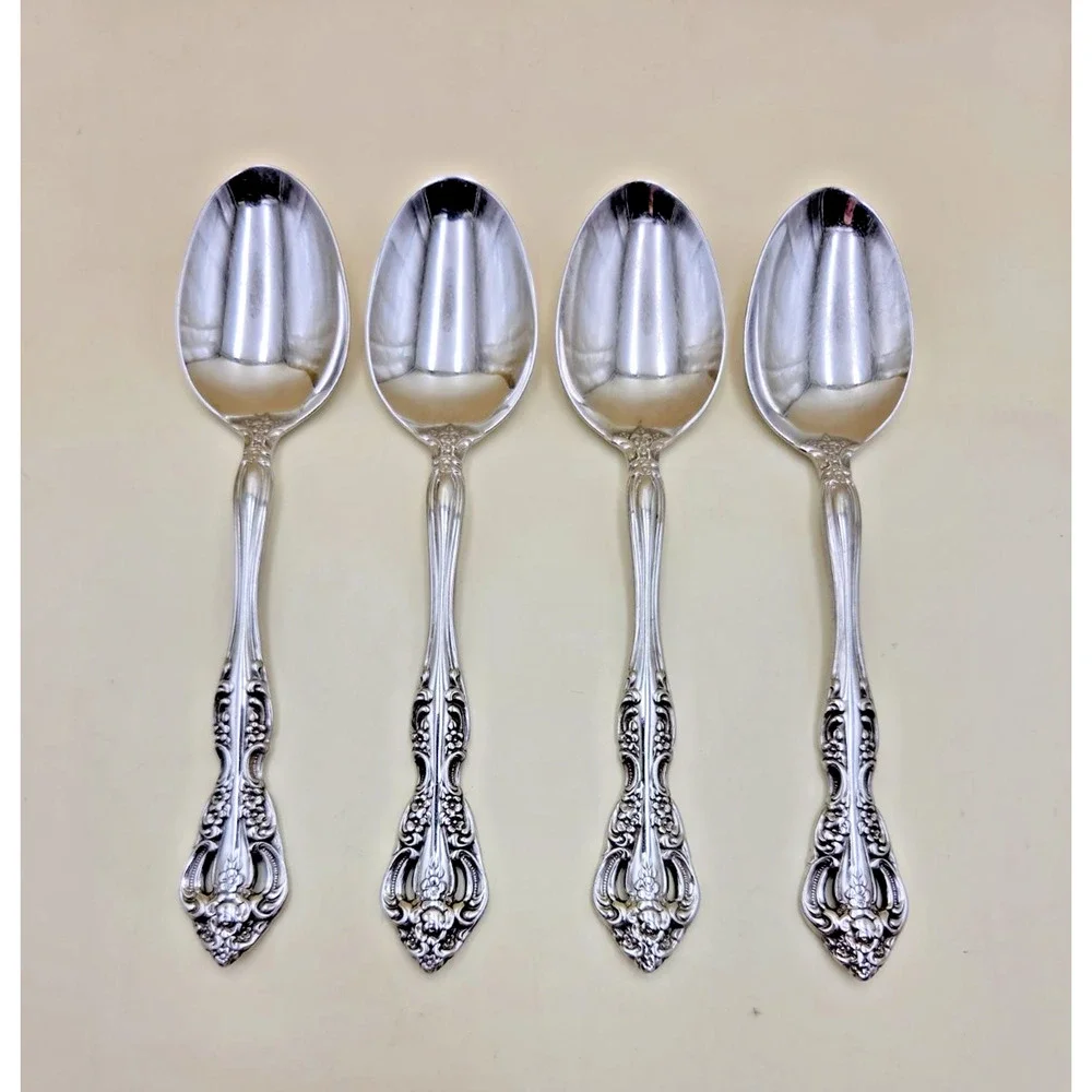 Set of 4 Oneida Stainless Cube MICHELANGELO Pattern Tablespoon Spoon